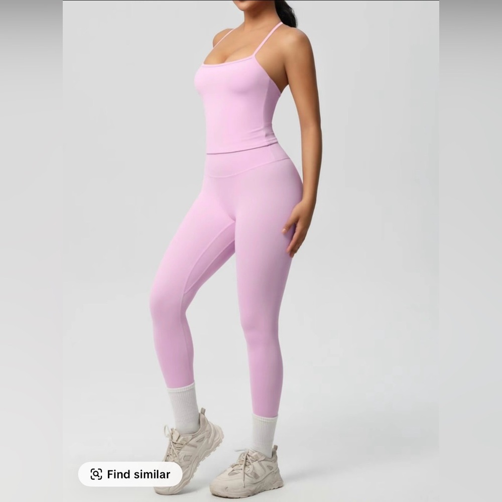 NWT Pink Spaghetti Strap Activewear Set